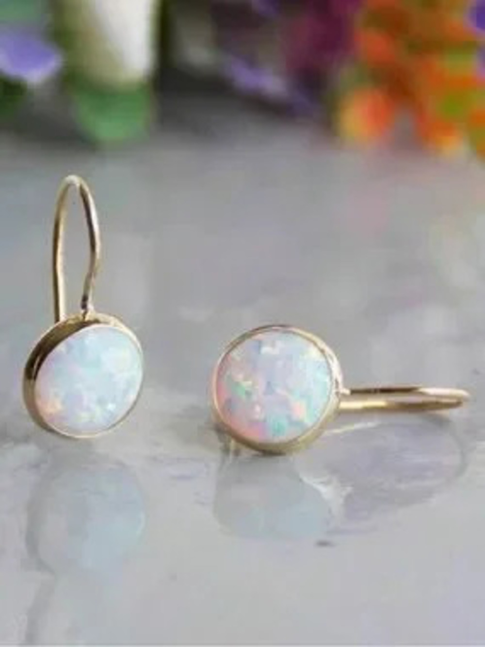 Opal Round Drop Earrings N2454